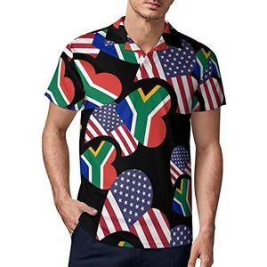 South_Africa Amerikaanse vlag heren golf poloshirt zomer korte mouw T-shirt casual sneldrogende T-shirts XL