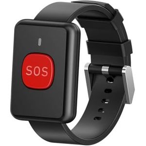 433.92M Polshorloge Oproep RC Zender Horloge Oproepknop Draadloze SOS Noodknop for Ouderen(Black)