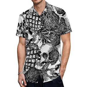 Skull Pineapple Hawaiiaanse shirts voor heren, korte mouwen, casual shirt, knoopsluiting, vakantie, strandshirts, M