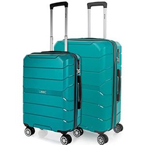 JASLEN - Koffer Set - Koffers Set - Stevige kofferset 3 stuks - Reiskoffer Set. Set van 3 Trolley koffers (Handbagage Koffer, Middelgrote koffer en Grote Koffer). Kofferset Delige. Lichtgewich, Groene