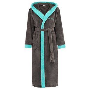 Di Vadini Prato badjas met capuchon, uniseks, ochtendjas, wollig, nachtkleding van luxe microvezel, kimono met keuze uit kleuren en maten XXS-5XL, badjas, Öko-Tex-standaard 100, grijs/blauw, XXL
