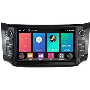 Dubbele DIN Android 14 autoradio voor Nissan Sylphy 2012-2018 9 Duim QLED Touch screen-met Draadloze Carplay Android Auto GPS navigatie 4G WiFi Stuurwielbediening achteruitrijcamera(P3 WIFI 4-Core 2G+