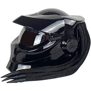 Integraalhelmen Motorfiets Robot Opklapbare Modulaire Motorhelm Met Decoratieve Vlechten En Waarschuwingslichten ECE Gecertificeerde Mannen En Vrouwen Beschermende Helm A,M(57-548CM)