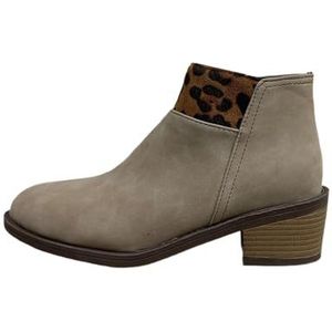 Chelsea Enkellaarsjes for Dames Suède Korte Laarzen Vintage Luipaardprint Enkellaarsjes Ronde Neus Laarzen Met Blokhak Grote Maten Enkelschoenen Met Rits(Brown,43 EU)