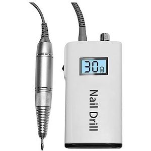 Elektrische nagelvijl, Nail Art Salon-apparatuur, 30000 RPM draagbare elektrische draadloze nagelboormachine for acrylgellak voor zowel natuurlijke als kunstnagels (Color : White, Size : A)