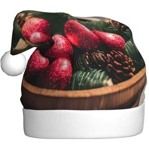 SSIMOO Merry Christmas pluche kerstmuts voor volwassenen, feestelijke feesthoed, ideaal feestaccessoire voor bijeenkomsten