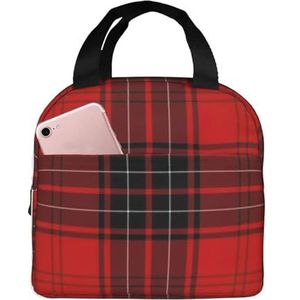 SUUNNY Rode en Zwarte Geruite Print Geïsoleerde Lunch Bag Tote Bag,Warmte Lunchbox Koelere Thermische Zak voor Werk houden