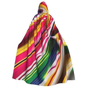 WURTON Regenboog streep mystieke mantel met capuchon voor mannen en vrouwen, ideaal voor Halloween, cosplay en carnaval, 185 cm