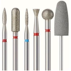 Nagelschuurkop, 6 stuks diamantzand nagelvijltjes en boortjes for het polijsten van nagelriemen en het slijpen van nagels