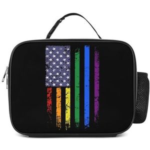 USA Regenboog LGBT Gay Vlag Geïsoleerde Lunchbox Grappige Koeler Tote Tas Afneembare Herbruikbare Draagbare Voor Kantoor Picknick Wandelen Strand