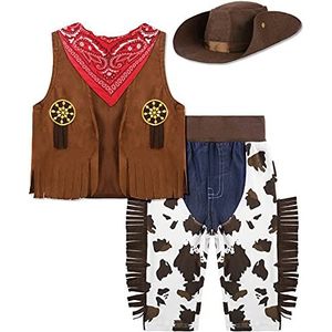 MOMBEBE COSLAND Baby Jongens Cowboy Romper Carnaval Westerse Outfits Jumpsuit Kleding Set Bruin 2 Jaren