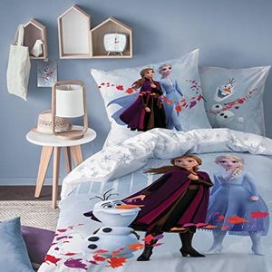 CTI - Frozen 2 - Beddengoedset - 135 x 200 cm + 80 x 80 cm - 100% Katoen - Anna, Elsa en Olaf