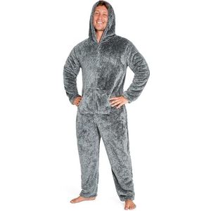 CityComfort Onesies voor heren en tieners, loungewear fleece pyjama heren alles-in-één jumpsuit nachtkleding (grijs, M)
