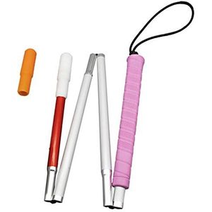 Aluminium Inklapbare in 4 delen Blindenstok,Inklapbare taststok,Witte stok,Blindegeleidestok Opvouwbaar Voor Mensen Die Blind Of Slechtziend Zijn£¬met 2 Stokpunt