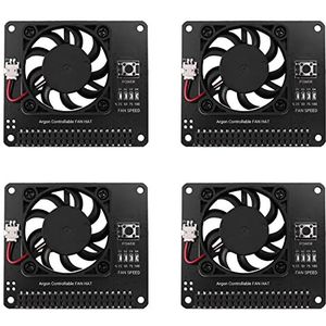 TsoLay 4 x Argon-HAT-ventilator voor /3 met instelbare snelheid door software/grote 40 mm ventilator voor Raspberry Pi4