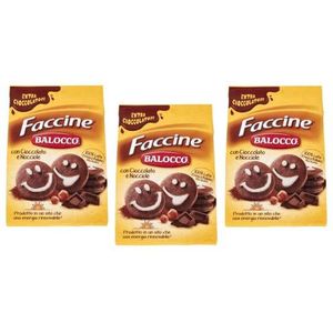 3x Balocco Faccine Biscotti con cioccolato e nocciole koekjes met chocolade en hazelnoten biscuits cookies 100% Italiaanse koekjes 700g