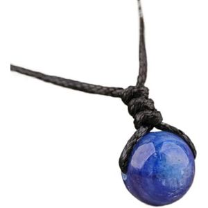 Women Labradorite Leather Necklace Fashion Amethyst Crystals Sphere Pendant Necklace Female Bohemia Jewelry (Color : Blue Kyanite)