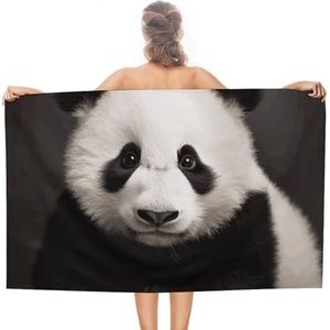 GHBNK Strandhanddoeken voor volwassenen stranddeken schattige zwart-witte panda grote strandhanddoek 76 x 137 cm extra grote badbadhanddoek zwemhanddoek sneldrogende handdoek voor reizen strand