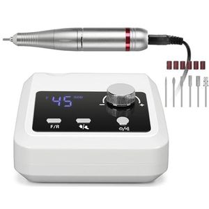 45000RPM Nagelboormachine Professionele Nageldraaibank met Groot LCD-scherm Elektrische Manicurepolijstmachine Nagelschuurmachine Nagelkunst(White Set,AU)
