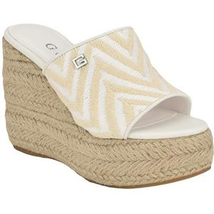 GUESS Women's EVBA Wedge Sandal, White 140, 9