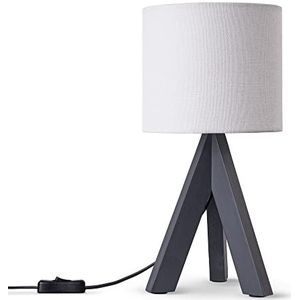 Paco Home Tafellamp Driepoot Lamp Nachtkastje Slaapkamer E27 Stoffen Lampenkap Uni E14 Met Schakelaar