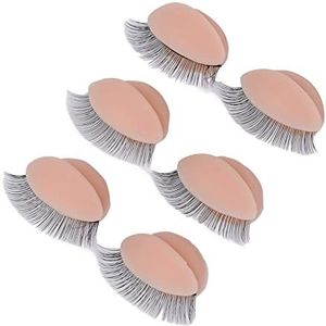 Vervangen Wimper Oogleden, 3 Paar Simulatie Herbruikbare Veilige Siliconen Verwijderbare Vervangende Oogleden voor Beginners voor Wimpertraining (Roze)