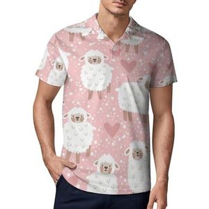Cute Sheep And Stars golfpoloshirt voor heren, slimfit T-shirts met korte mouwen, casual print, tops 4XL