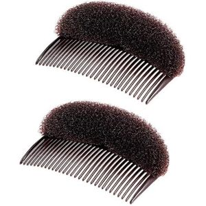 CareforYou 2 Stks Charmante Bump It Up Volume Inserts Haar Kam Doe Bijenkorf Haar Stick Bun Maker Tool Haar Base Styling Accessoires voor Vrouwen Lady Girl (Bruin)