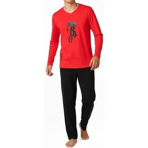 In One Clothing Lange jongenspyjama, zachte single-jersey van 100% katoen, Rood - ""Bmx"", 176