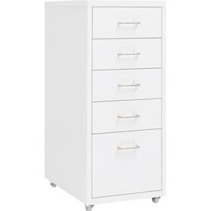 vidaXL Ladeblok verrijdbaar 28x41x69 cm metaal wit, ladenblok, verrijdbaar ladeblok, verrijdbare ladekast, ladenblokken, verrijdbare ladeblokken