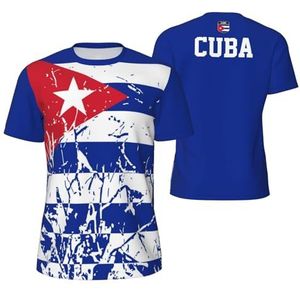 Sport T-Shirt Vintage Cuba Vlag Graan Tees 3D Gedrukt voor Fitness Running Voetbal, Meerkleurig, M