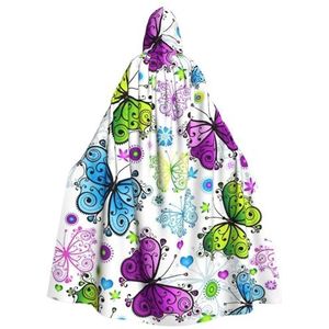 WURTON Lente Kleurrijke Vlinder Print Hooded Mantel Unisex Volwassen Mantel Halloween Kerst Hooded Cape Voor Vrouwen Mannen