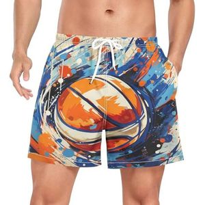 Niigeu Aquarel Sport Basketbal Bal Heren Zwembroek Shorts Sneldrogend met Zakken, Leuke mode, XXL