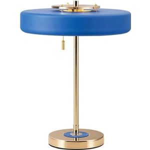 Tafellamp Bedlamp Metalen Nachtkastjelamp Glazen Lampenkap Bureaulamp Licht Bureaulamp Moderne Verlichting Bureaulamp Oogbescherming Bedlampje Banklamp (Color : Blue, Size : Pull switch)