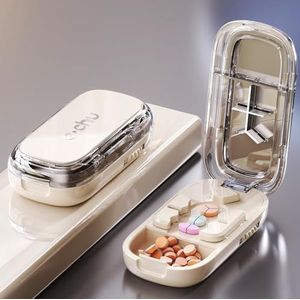 Veroa 3-in-1 pillensnijder voor kleine pillen, draagbare en verstelbare tabletsnijder voor pillen, met opslagfunctie pillensplitter voor ouderen, kinderen, huisdieren (wit)