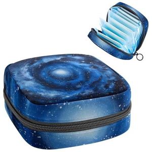 MUOOUM Blue Galaxy Swirl Patroon Maandverband Opbergtas Menstruatie Pad Tas Draagbare Menstruatie Cup Pouch met Rits voor Tiener Meisjes Vrouwen Dames