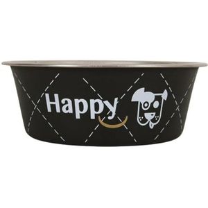 ZOLUX Happy Voederbak van roestvrij staal voor honden, 14 cm, 0,4 l, zwart