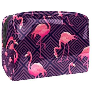 Draagbare make-up tas met rits reizen toilettas voor vrouwen handige opslag cosmetische zakje lange legged Flamingo collectie