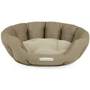 Doctor Bark Bark Hondenmand rond hondenbed voor grotere honden knuffelbed met pluizig omkeerbaar kussen orthopedisch wasbaar tot 95 C - 60 x 50 goudbruin) L - 60x50 cm