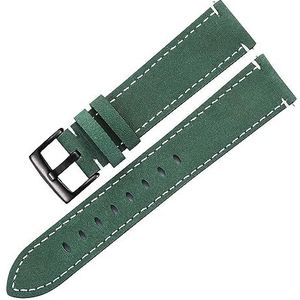 Frosted Skin Horlogeband Riem Heren Dames 20 Mm 21 Mm Mat Lederen Horlogebandjes Groen Unisex Zachte Horlogebandaccessoires (Color : Green-Black Clasp, Size : 20mm)