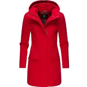 MARIKOO Leilaniaa Winterjas voor dames, warme wollen jas met capuchon, XS-XXL, rood, M