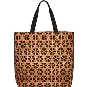 EdWal Mooie Boom Kikkers Print Tote Bag Voor Vrouwen Schoudertassen Grote Boodschappen Handtas Crossbody Tas Voor Werk Reizen Winkelen, Rieten geweven rooster, Eén maat