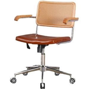 Bureaustoel Baasstoel, Ergonomische Bureaustoel, Optillen En Roteren, Computerstoel, Armleuning, Thuis Leren Rotan Stoel Roze Bureaustoel(Brown,A)