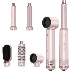Dryhsip Haardrogerborstel, 5-in-1 heteluchtborstel, föhn en styler met afneembare opzetstukken (krultang, volumeborstel, stijltang, krulspeld), lichtgewicht reisföhns voor vrouwen, compact formaat