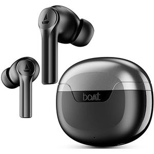 boAt Airdopes 300, Cinematic Ruimtelijke Audio, 50HRS-batterij, 4Mic AI ENx, Snel opladen, App-ondersteuning, Lage latentie, IPX4, v5.3 Bluetooth-oordopjes, TWS-oordopjes, draadloze oortelefoons met
