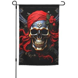 Piraten schedel vlag 30,5 x 45,7 cm buitenvlaggen grappige feestbanner dubbelzijdig bedrukte tuinvlaggen voor thuis huis buiten en binnen decoratie