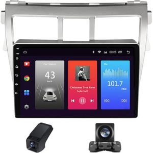 Carplay autoradio 2 Din geldt voor Toyota Vios 2 2007-2013 met Android Auto Bluetooth 9 inch touchscreen autoradio met WIFI DSP GPS stuurwielbediening + achteruitrijcamera(C10 Pro)