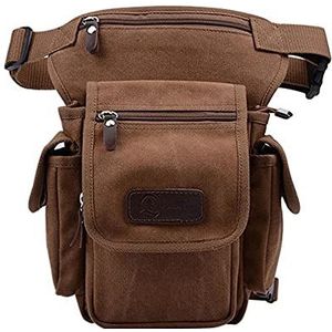 Pack Drop Been Tas Motorfiets Mannen Canvas Taille Taille Been Tas Been Schouder Schoudertas Cross Body Dij Hip Cradle Motorfiets Rijden, 1 kleur, Coffee