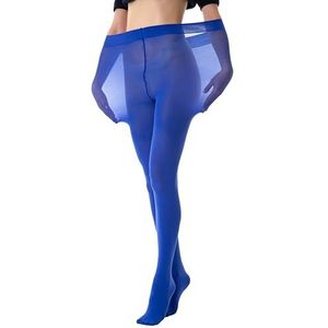 Gi&Gi Curvy panty in grote maten, gebogen sokken 80 denier, ondoorzichtig met zachte microvezel, Blauw, XL/XXL Grote Maten