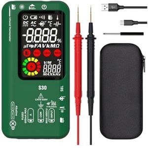 S30 USB Charge LCD-kleurenscherm Digitale Multimeter Infraroodthermometer True 15V Diode AC DC Spanningsstroomtester Gebruiksvriendelijk(Green S30)